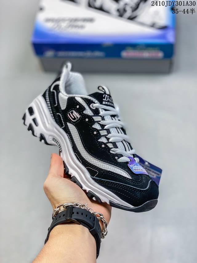 SKECHERS 斯凯奇 女鞋，采用耐磨牛剖层皮革拼接网织布鞋面材质，护足充棉鞋扣,贴合脚踝，正确Air-Cooled记忆泡棉鞋垫双层结构高回弹，轻质耐磨吸震E