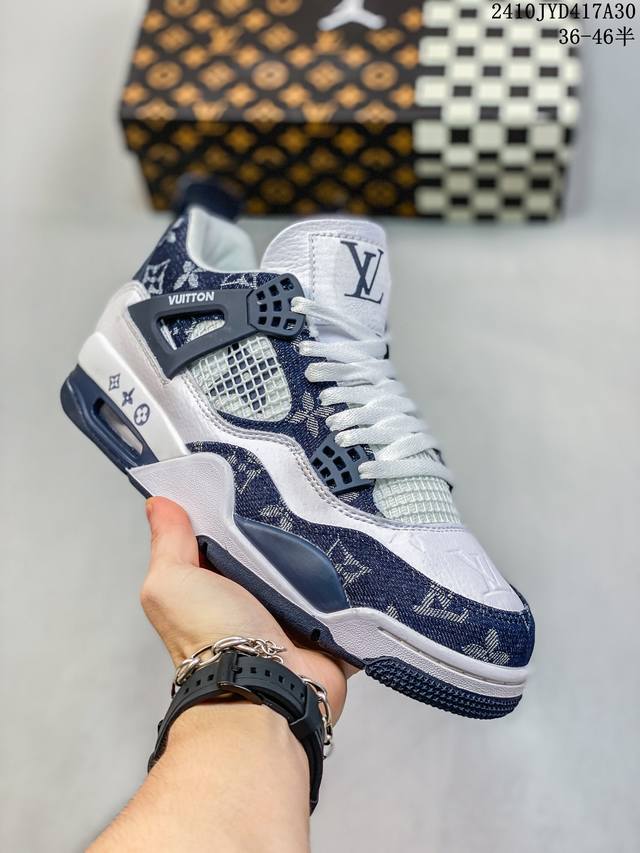 Louis Vuitton x Air Jordan 4 Retro 路易威登 LV 联名 AJ4 乔丹4代 aj4 乔4 LV 联名 乔丹篮球鞋系列 整鞋采用