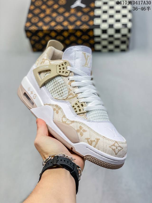 Louis Vuitton x Air Jordan 4 Retro 路易威登 LV 联名 AJ4 乔丹4代 aj4 乔4 LV 联名 乔丹篮球鞋系列 整鞋采用