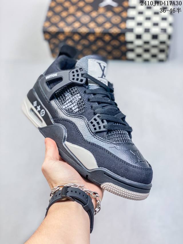 Louis Vuitton x Air Jordan 4 Retro 路易威登 LV 联名 AJ4 乔丹4代 aj4 乔4 LV 联名 乔丹篮球鞋系列 整鞋采用