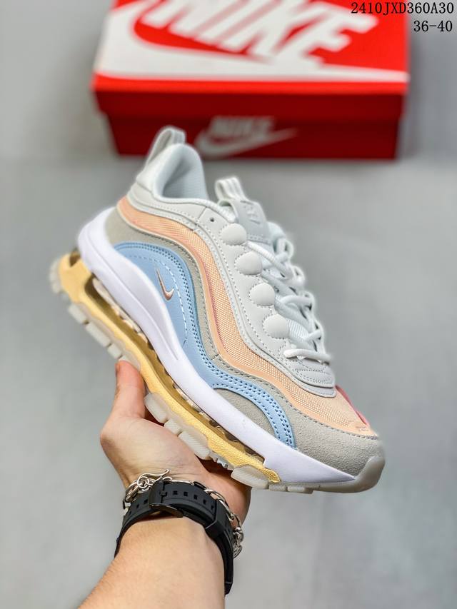 公司级Nike Air Max 97 小勾子弹复古全掌气垫休闲运动鞋 正确子弹头鞋型 鞋身Swoosh视觉呈现效果 以创新搭载可视全掌Max Air和演绎疾速风