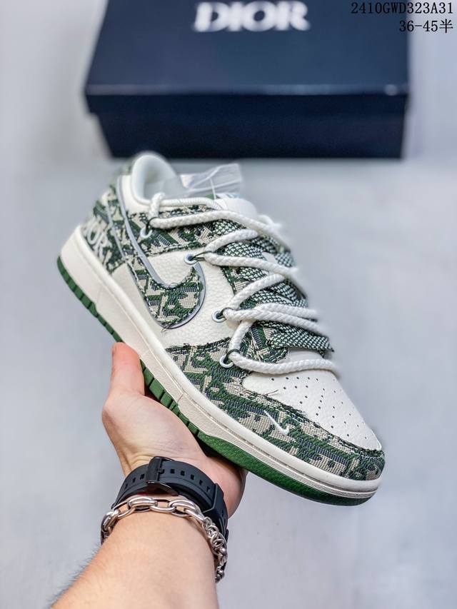 Nike SB Dunk Low“迪奥联名 绑带织布绿勾” 周年高端定制 低帮休闲板鞋 定制鞋盒 大厂纯原品质出货 超高清洁度 皮料切割干净无任何毛边 细节完美