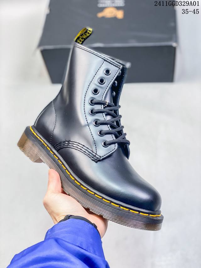 Dr.Martens 马汀博士 马丁靴 1460 经典款8孔系列 哑光面 黑色硬皮 男女款全码开售 某物同香港代购 公司规格 原材生产 原版开边珠加厚光泽牛皮