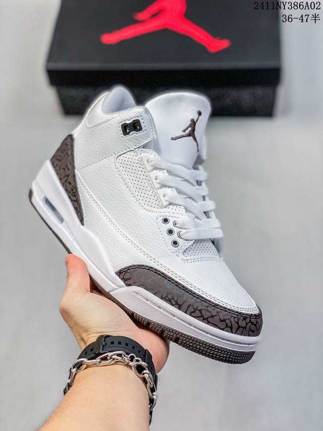 公司级Air Jordan 3 Retro 复刻白水泥 AJ3 乔丹3代 aj3 乔3 经典复刻白水泥 乔丹篮球鞋系列 鞋身以白色为主调，采用优质皮革材质搭配鞋