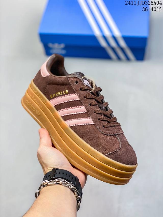 阿迪达斯adidas originals GAZELLE BOLD棕白黑 耐磨 低帮 板鞋 L627A1E 尺码：36-40半 11JJD325A04