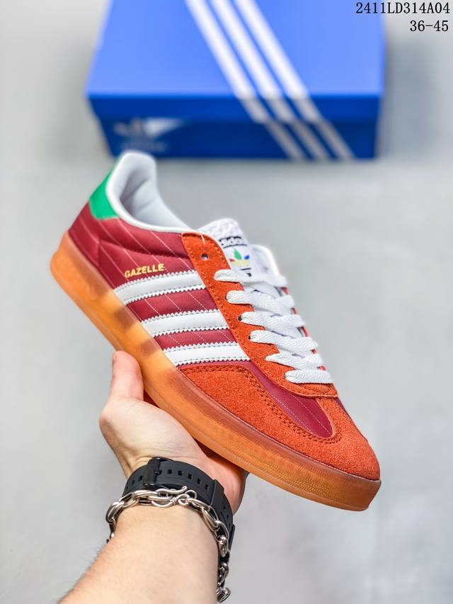 特价 真标adidas Originals Gazelle INdoor 三叶草休闲防滑耐磨低帮板鞋 鞋头出色设计 塑就出众贴合感 稳固的后跟贴合足部曲线设计