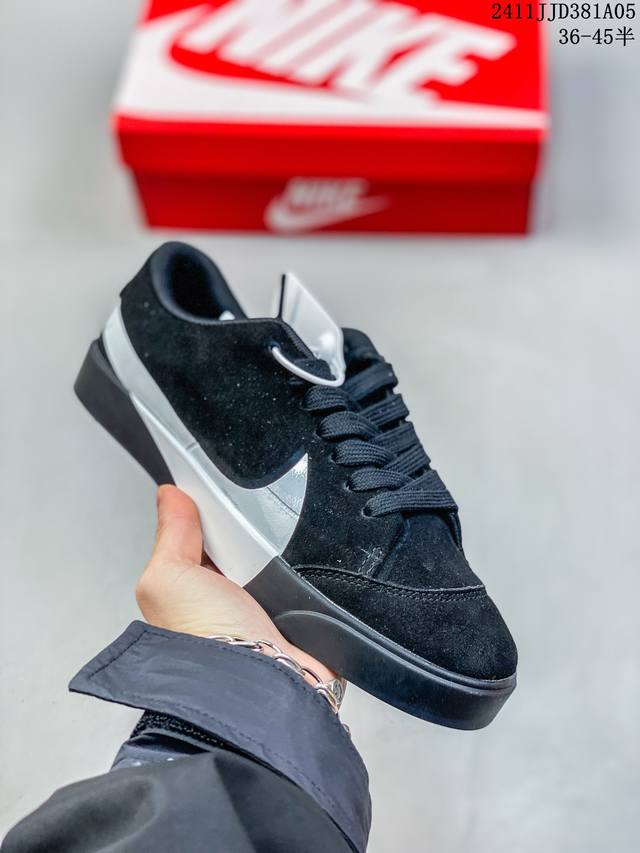 Nike Blazer City Low LX 耐克大钩子黑白情侣休闲板鞋AV2253-001 尺码：36-45半 编码：11JJD38 5