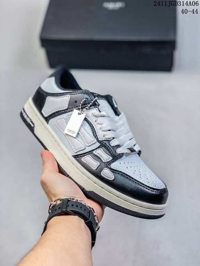 真标AMIRI Skeleton Low-Skel top Sneakers 埃米尔骨骼系列 低帮 经典百搭休闲运动板鞋 尺码:40-44 编码：11JGD31