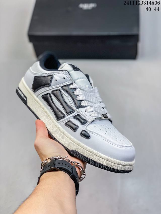 真标AMIRI Skeleton Low-Skel top Sneakers 埃米尔骨骼系列 低帮 经典百搭休闲运动板鞋 尺码:40-44 编码：11JGD31