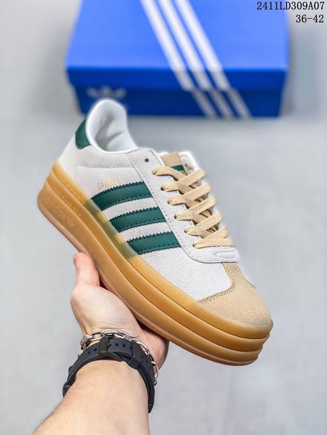 真标阿迪达斯Adidas Gazelle Bold W低帮复古百搭休闲运动板鞋 货号:IE0429 尺码:36 36.5 37 38 38.5 39 40 40