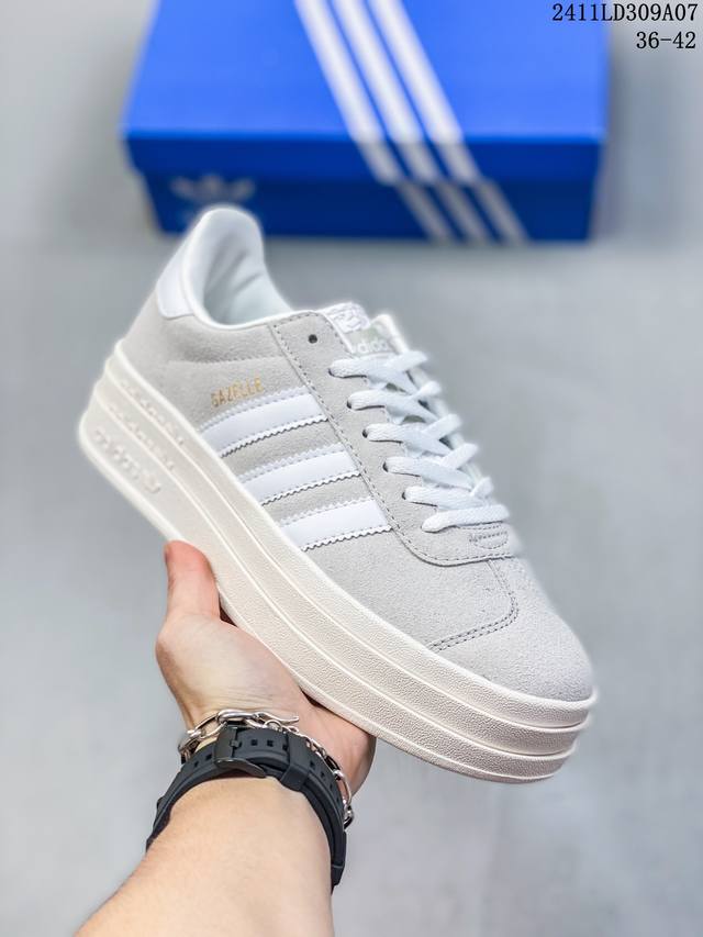 真标阿迪达斯Adidas Gazelle Bold W低帮复古百搭休闲运动板鞋 货号:IE0429 尺码:36 36.5 37 38 38.5 39 40 40