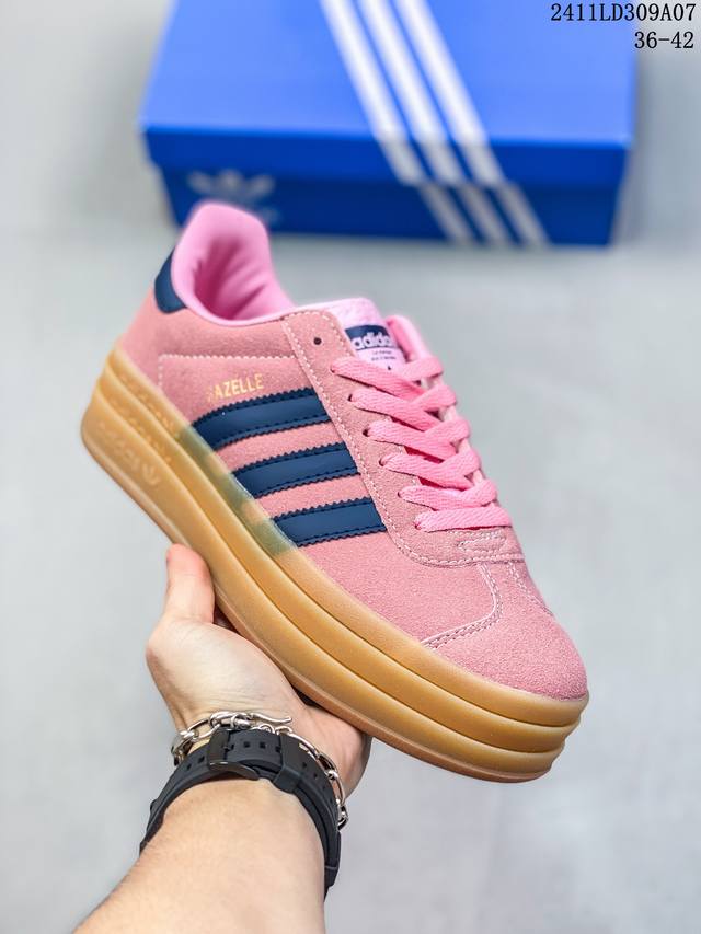 真标阿迪达斯Adidas Gazelle Bold W低帮复古百搭休闲运动板鞋 货号:IE0429 尺码:36 36.5 37 38 38.5 39 40 40