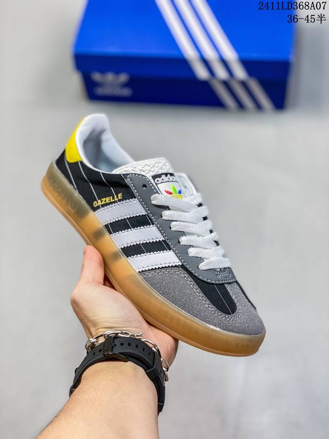 特价 阿迪达斯Adidas Gazelle Indoor Trainers 羚羊内训系列低帮复古百搭休闲运动德训风板鞋ME“麂皮土黄白生胶底”HQ8716 年代