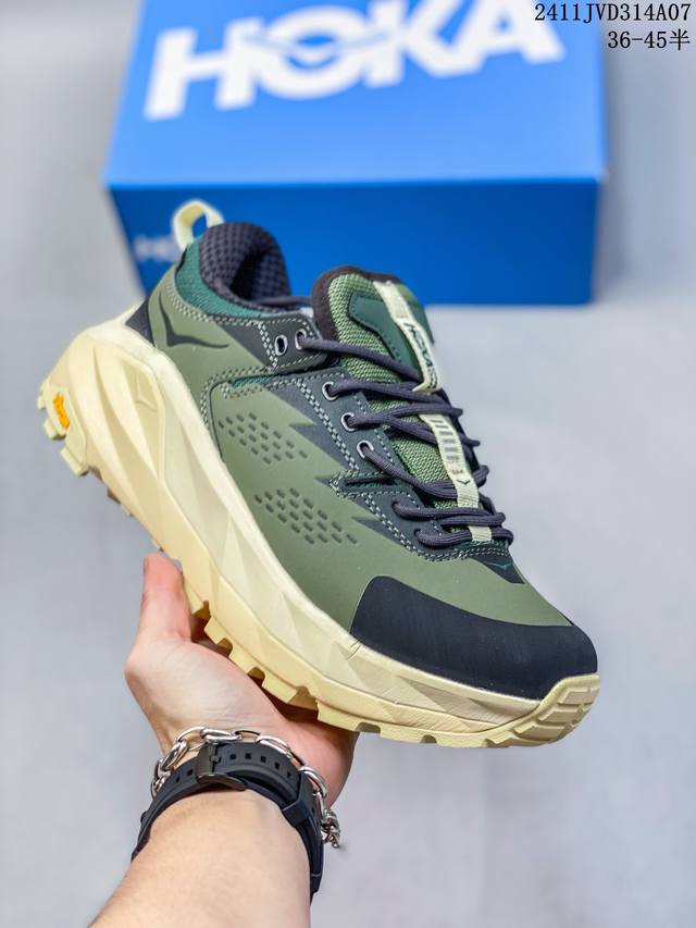 公司级HOKA ONE ONE Kaha Low GTX卡哈低帮防水防滑轻便登山徒步鞋 牛巴革与橡胶鞋头打造高度耐磨的支撑型鞋面GORE-TEX防水内靴、Vib