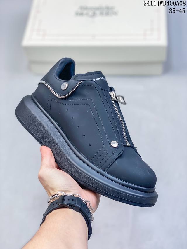 公司级意大利高奢品牌Alexander McQueen亚历山大 麦昆 Sole Leather Sneakers低帮时装厚底休闲运动小白鞋 ID: 11JYD4