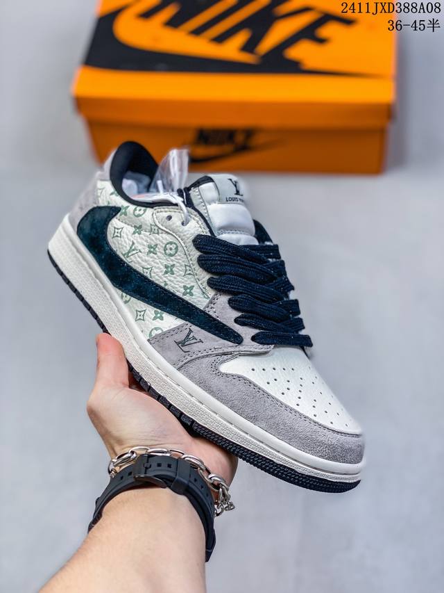 公司级 Travis Scott x Fragment Design x Jordan Air Jordan 1 Low OG SP LV联名 “水洗蓝牛仔”