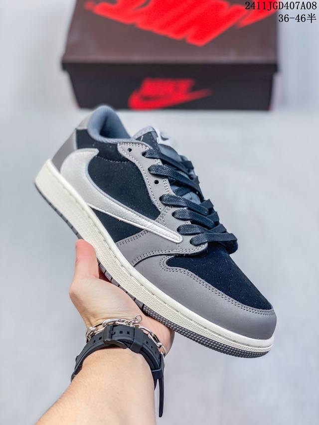 Travis Scott x Jordan Air Jordan 1 Low OG Medium Olive AJ1倒钩8.0 低帮 复古篮球鞋 男女同款 米绿