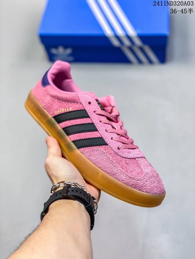 特价 纯原LW版 Adidas Originals Gazelle Indoor 防滑低帮T头德训鞋 GZ复古系列 白粉红 草莓熊 IF1 9 纯原大厂LW工厂