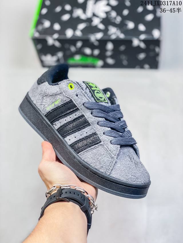 adidas originals CAMPUS 00s 圆头系带防滑耐磨 低帮板鞋 男女同款绿黑 尺码：36-45半 编码：11JXD317A10