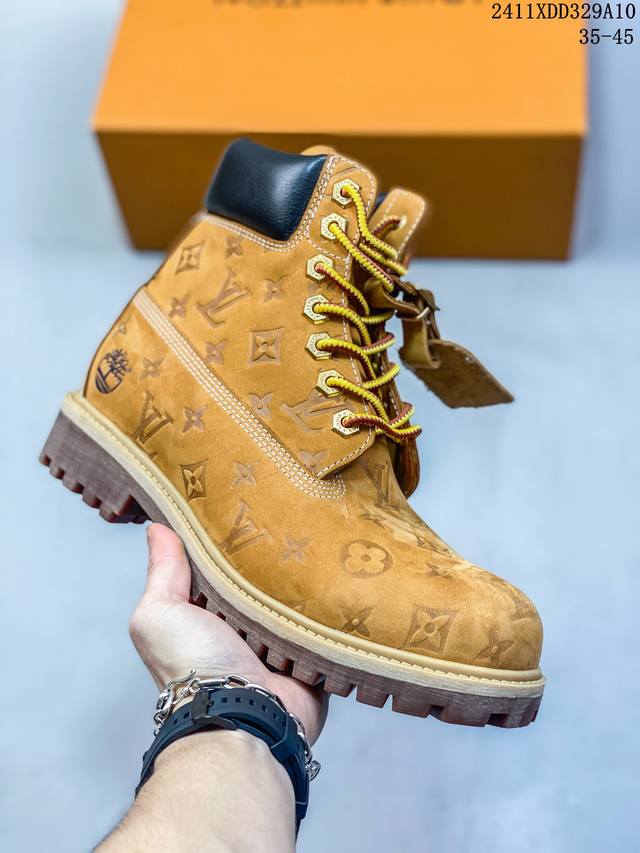 Lv x Timberland Lv联名添柏岚大黄靴 顶奢流量品牌与时代经典的结合之作 巴黎时装首秀 #代购专供品质 高弹Modern 外置防滑橡塑发泡超轻大底