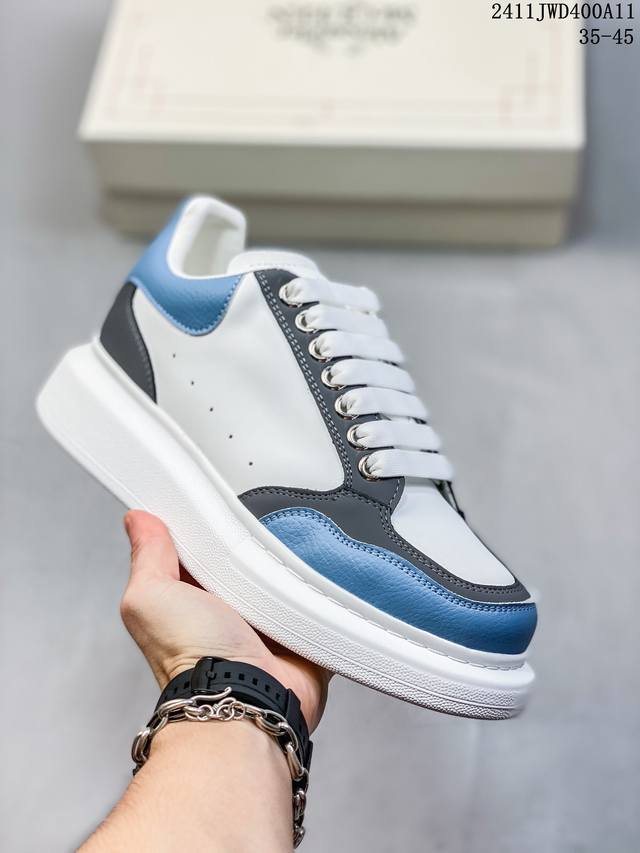 公司级意大利高奢品牌Alexander McQueen亚历山大 麦昆 Sole Leather Sneakers低帮时装厚底休闲运动小白鞋 货号:462214