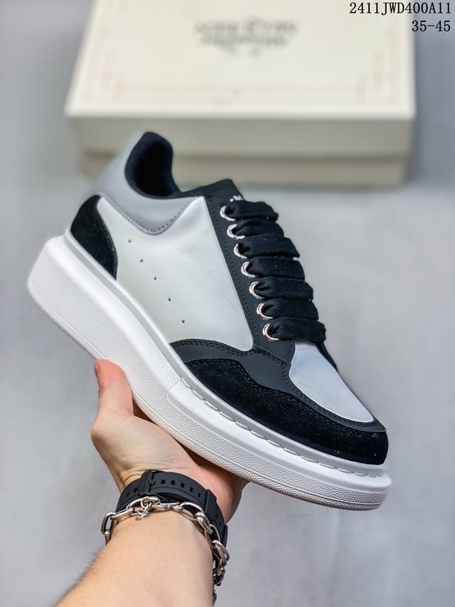 公司级意大利高奢品牌Alexander McQueen亚历山大 麦昆 Sole Leather Sneakers低帮时装厚底休闲运动小白鞋 货号:462214