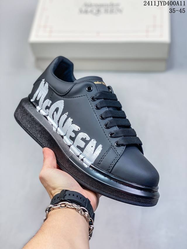 公司级意大利高奢品牌Alexander McQueen亚历山大 麦昆 Sole Leather Sneakers低帮时装厚底休闲运动小白鞋！ Size:35～4