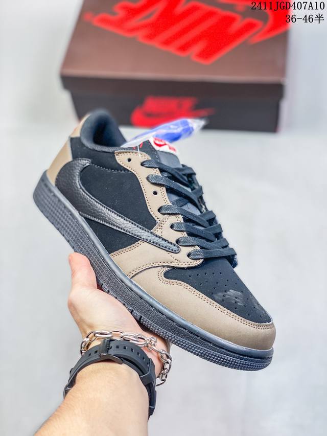 Travis Scott x Jordan Air Jordan 1 Low OG Medium Olive AJ1倒钩8.0 低帮 复古篮球鞋 男女同款 尺码