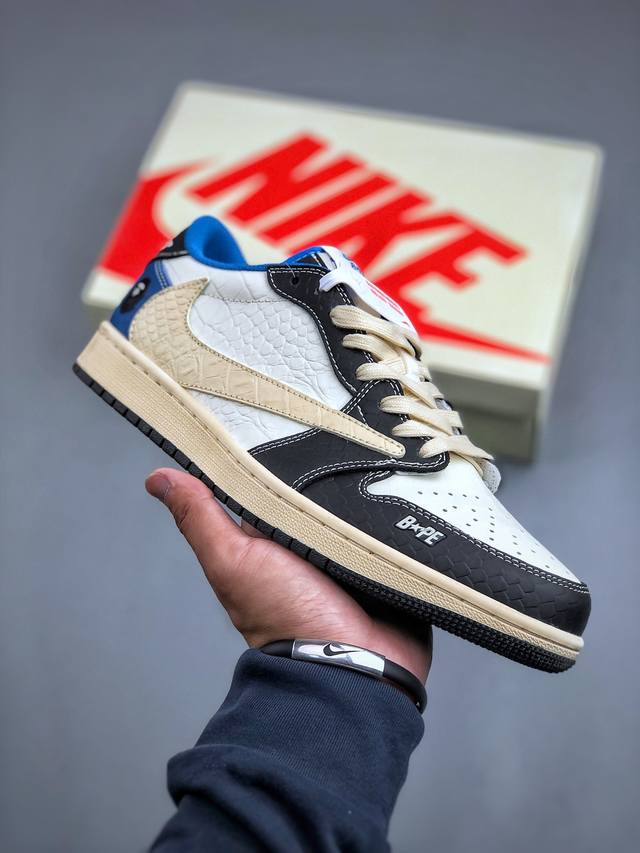 Travis Scott x Fragment Design x Air Jordan 1 Low OG SP AJ1 乔1 斯图西联名-亮银灰 低帮文化休闲板