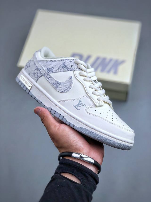 Nike SB Dunk Low LV联名-紫色牛仔米白紫勾 周年高端定制 低帮休闲板鞋 DJ2024-010 #定制鞋盒 大厂纯原品质出货 超高清洁度 皮料切