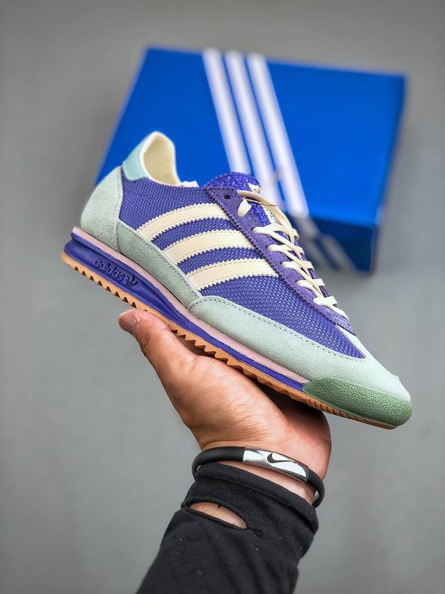 adidas Originals SL 72 RS 阿迪休闲防滑耐磨低帮板鞋 采用长绒翻毛皮组合牛津布鞋面材质 正确二次成型'猛帮'成型工艺区别市面版本 #内嵌