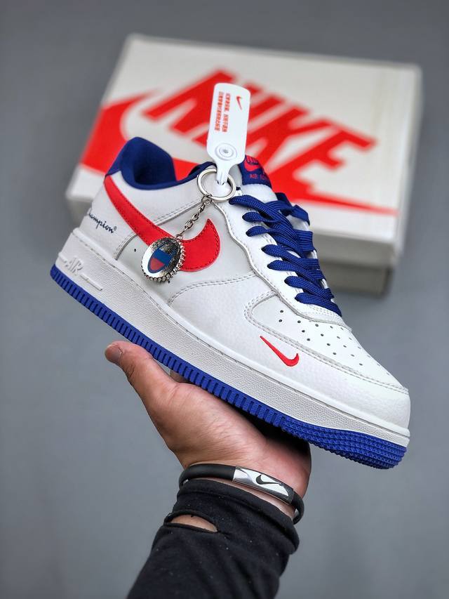 Nike Air Force 1'07 Low 冠军联名-蓝白红 空军一号低帮休闲板鞋 KK1988-002 #原楦头原纸板 原装鞋盒 定制五金配件 内置全掌气