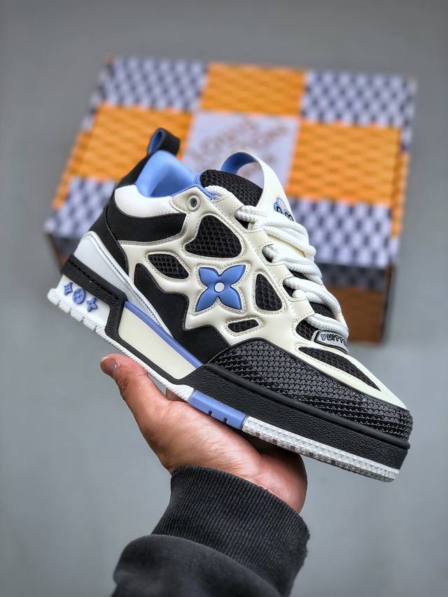 LV-路易-威登trainer 2024走秀最新款原版1：1开发复刻！！上脚非常舒适 做工精细鞋面由意大利进口小牛皮拼接，侧边饰有品牌LOGO标志，进口网布垫脚