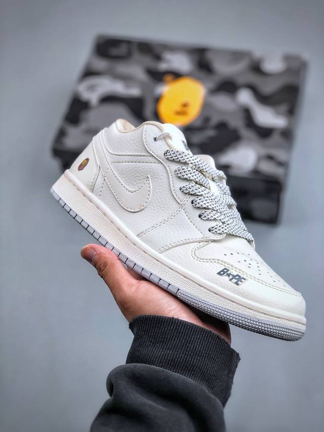 Nike Air Jordan 1 Low 定制配色乔1联名-高端定制 低帮复古文化板鞋 #定制鞋盒 大厂纯原品质出货 超高清洁度 皮料切割干净无任何毛边 细节