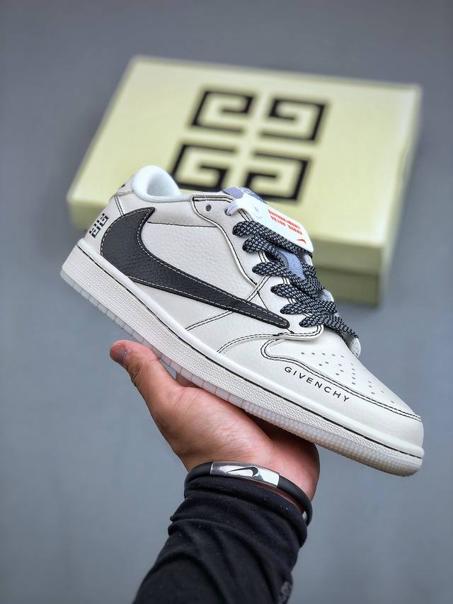 Travis Scott x Fragment Design x Air Jordan 1 Low OG SP AJ1 乔1 纪梵希联名-黑勾水晶 低帮文化休闲