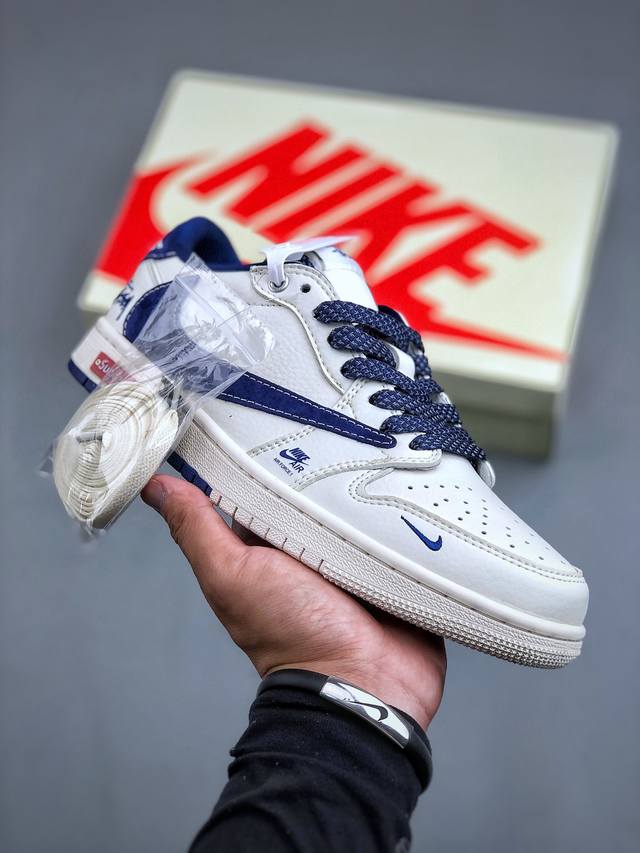 Travis Scott x Fragment Design x Air Jordan 1 Low OG SP AJ1 乔1 Supreme斯图西联名-翻毛蓝勾