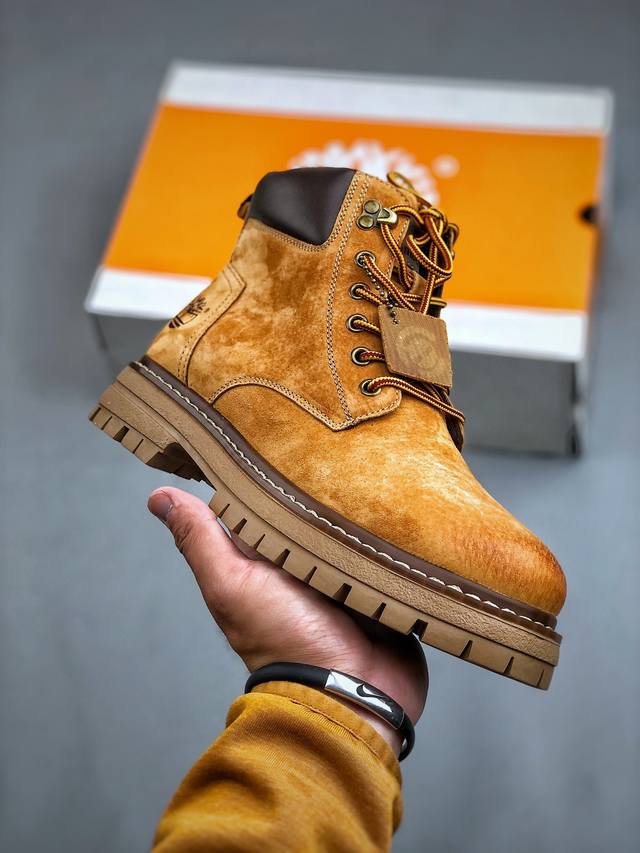 新货#Timberland添柏岚 天伯伦户外中帮休闲大黄靴系列 广东大厂品质 原盒原包装 面料采用意大利顶级磨砂细纹牛皮 搭配防臭防腐真皮乳胶鞋垫 给您完美的穿