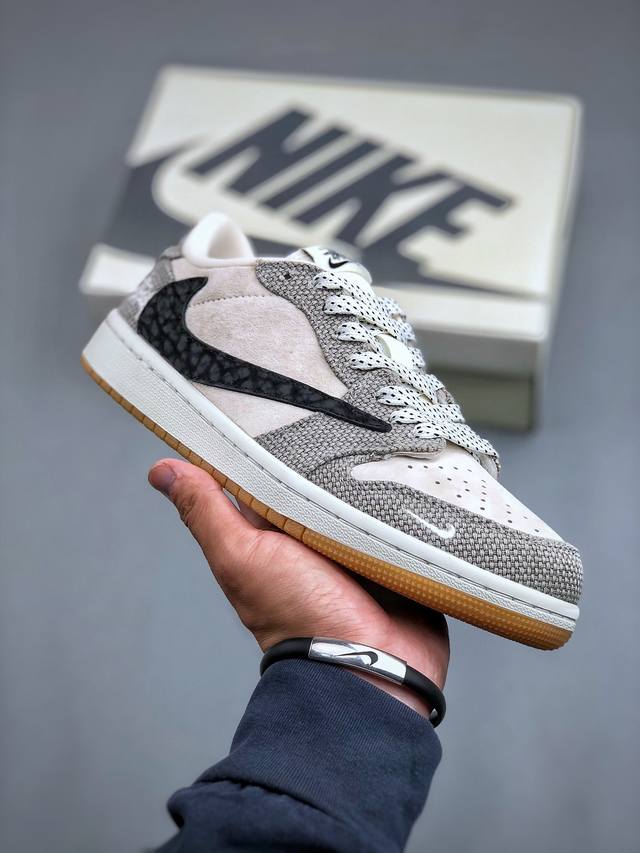 Travis Scott x Fragment Design x Air Jordan 1 Low OG SP AJ1 乔1 斯图西联名-麻花生胶 低帮文化休闲