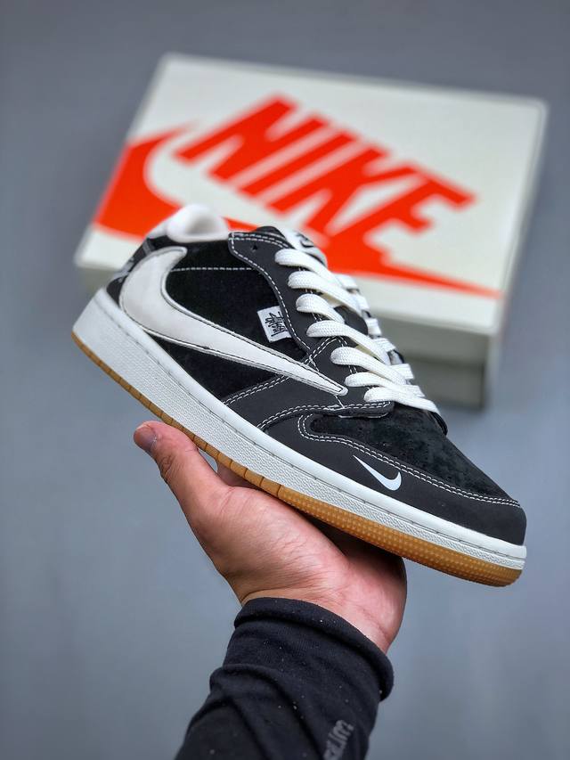 Travis Scott x Fragment Design x Air Jordan 1 Low OG SP AJ1 乔1 斯图西联名-黑生胶 低帮文化休闲板