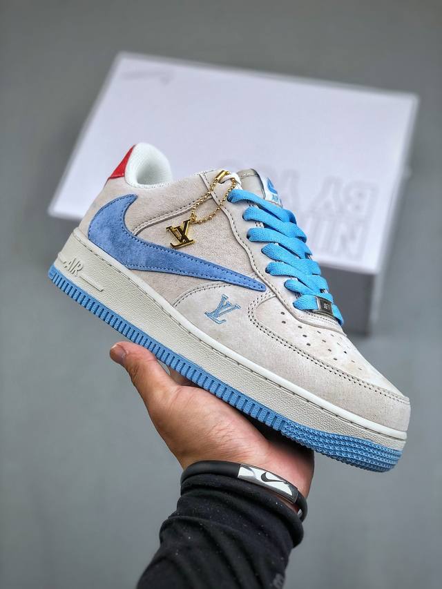 Louis Vuitton x Nike Air Force 1 07 LV8 Low LV 空军一号经典百搭休闲运动板鞋“联名灰兰咖啡灰倒钩”CW 8-111