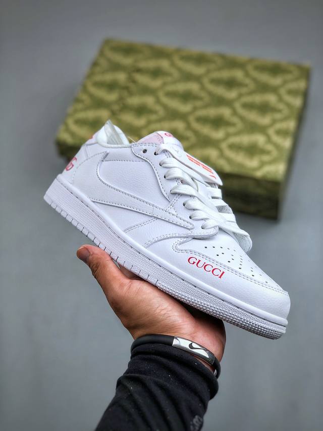 Travis Scott x Fragment Design x Air Jordan 1 Low OG SP AJ1 乔1 古驰联名-全白 低帮文化休闲板鞋