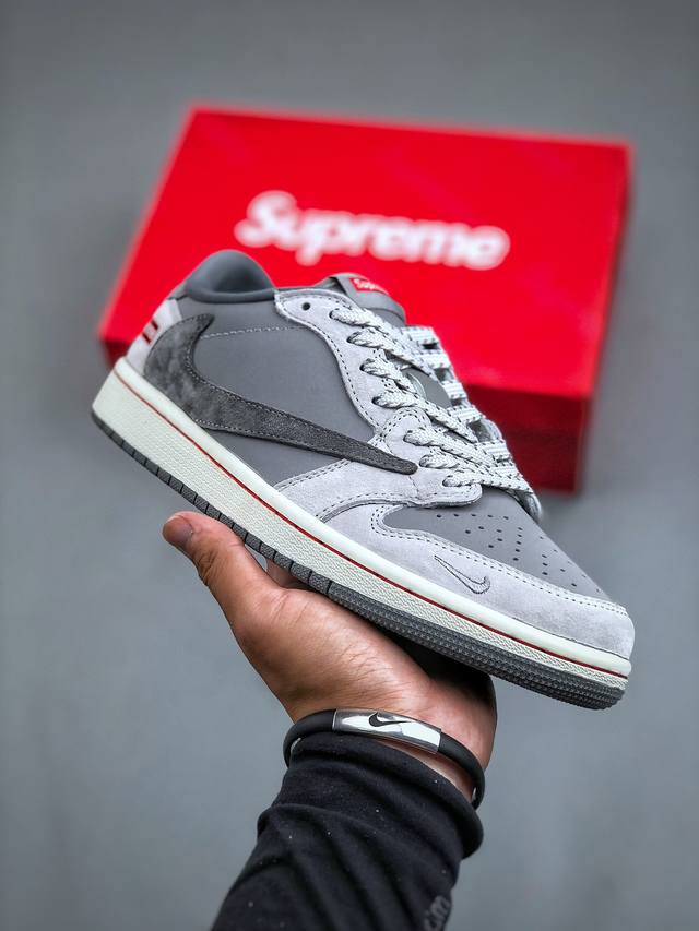 Travis Scott x Fragment Design x Air Jordan 1 Low OG SP AJ1 乔1 Supreme联名-牛角灰 低帮文