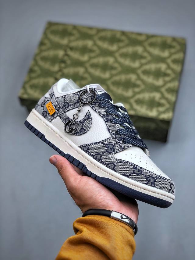 Nike SB Dunk Low 古驰联名-花纹 周年高端定制 低帮休闲板鞋 #定制鞋盒 大厂纯原品质出货 超高清洁度 皮料切割干净无任何毛边 细节完美 货号：