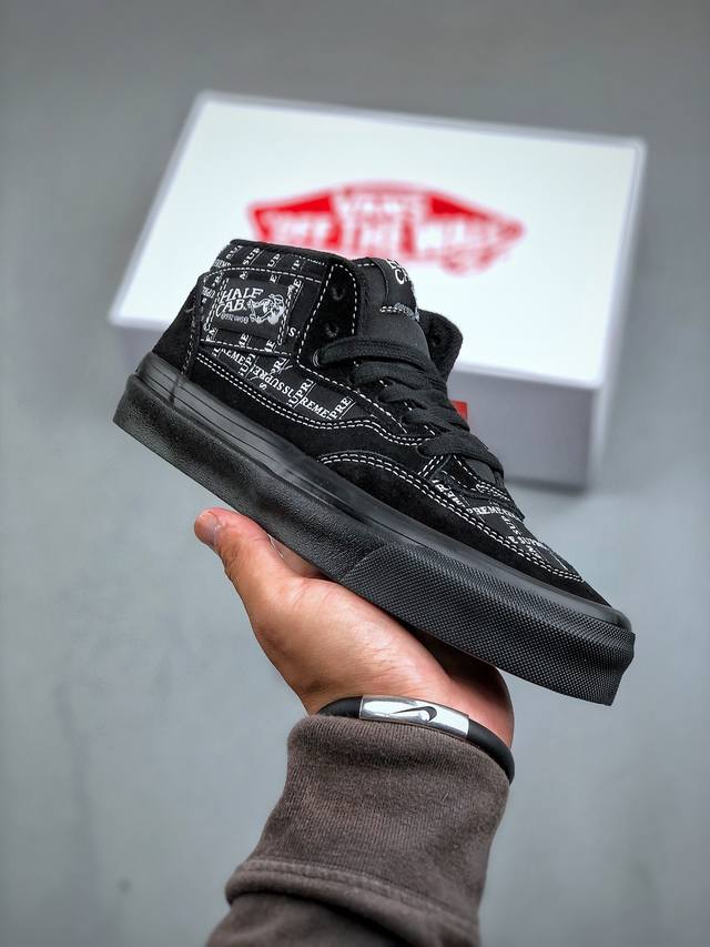 Supreme x Vans Half Cab Pro Skate 2024舒适休闲 防滑耐磨平衡轻便中帮板鞋 男女同款 白灰 尺码36-44