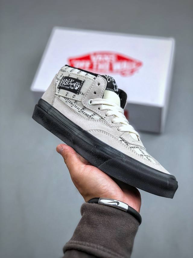 Supreme x Vans Half Cab Pro Skate 2024舒适休闲 防滑耐磨平衡轻便中帮板鞋 男女同款 白灰 尺码36-44