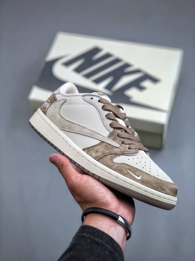 Travis Scott x Fragment Design x Air Jordan 1 Low OG SP AJ1 乔1 斯图西联名-奶茶 低帮文化休闲板鞋