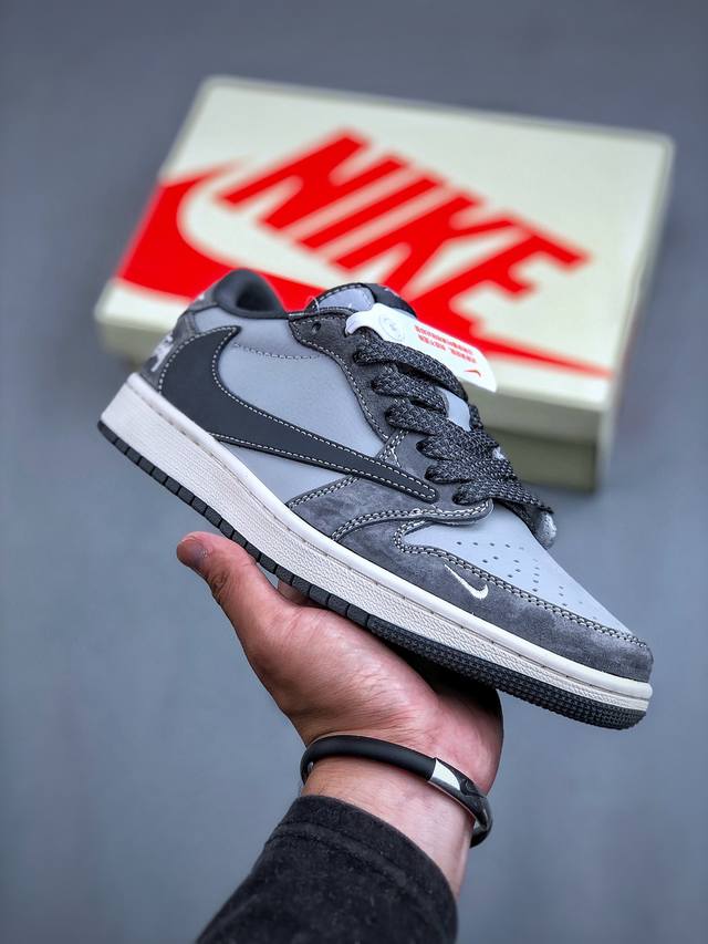 Travis Scott x Fragment Design x Air Jordan 1 Low OG SP AJ1 乔1 斯图西联名-陨石灰 低帮文化休闲板