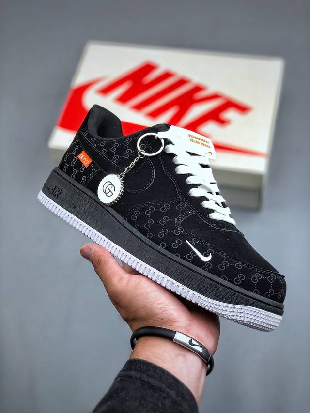 Nike Air Force 1'07 Low 古驰熊联名-极夜黑 空军一号低帮休闲板鞋 #原楦头原纸板 原装鞋盒 定制五金配件 内置全掌气垫 原厂鞋底 货号：