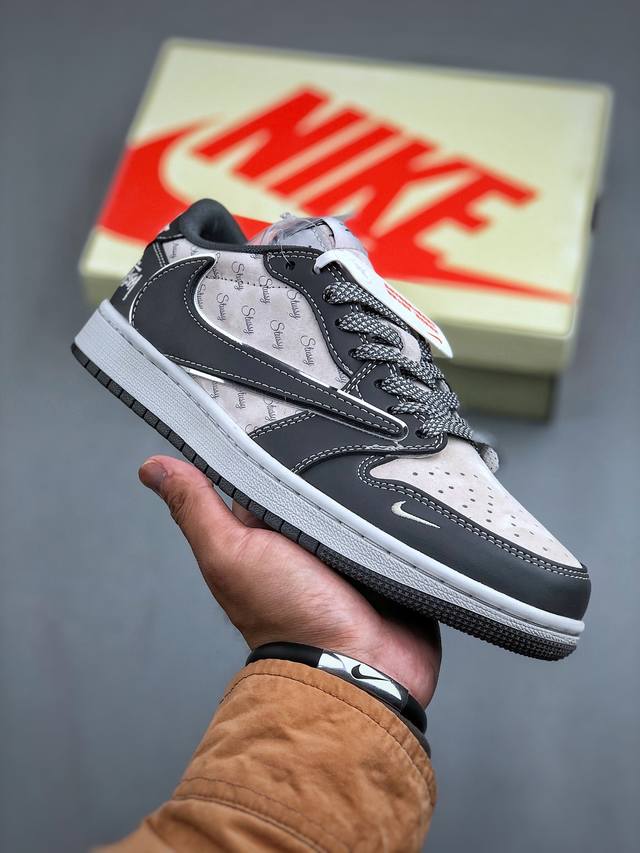 Travis Scott x Fragment Design x Air Jordan 1 Low OG SP AJ1 乔1 斯图西联名-黑夜之影 低帮文化休闲