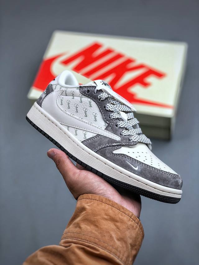 Travis Scott x Fragment Design x Air Jordan 1 Low OG SP AJ1 乔1 斯图西联名-铅灰 低帮文化休闲板鞋